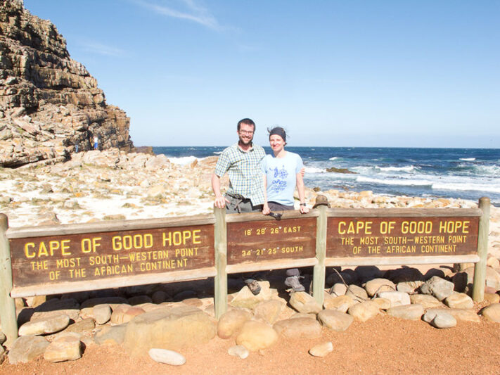 Itziar y Pablo en Cape Point (Sudáfrica)