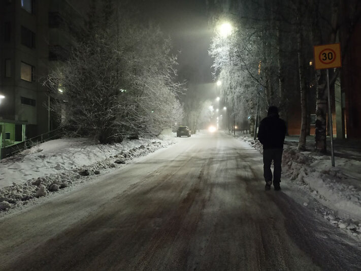 Calle nevada en Rovaniemi