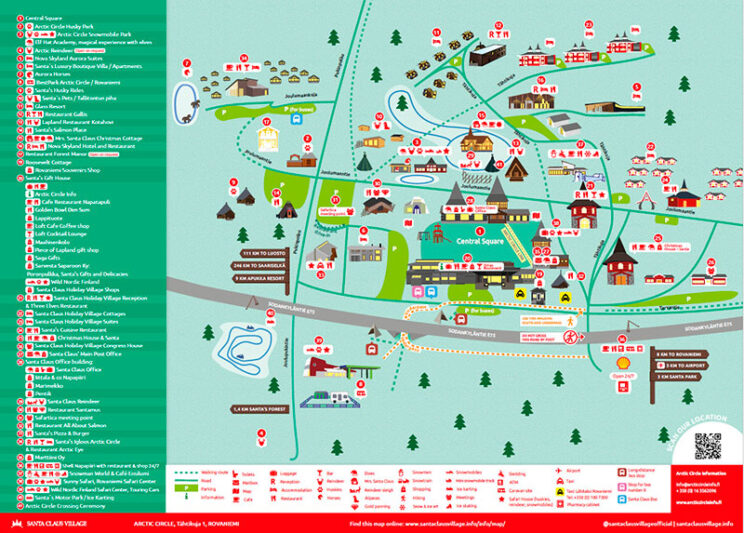 Mapa de Santa Claus Village en Laponia